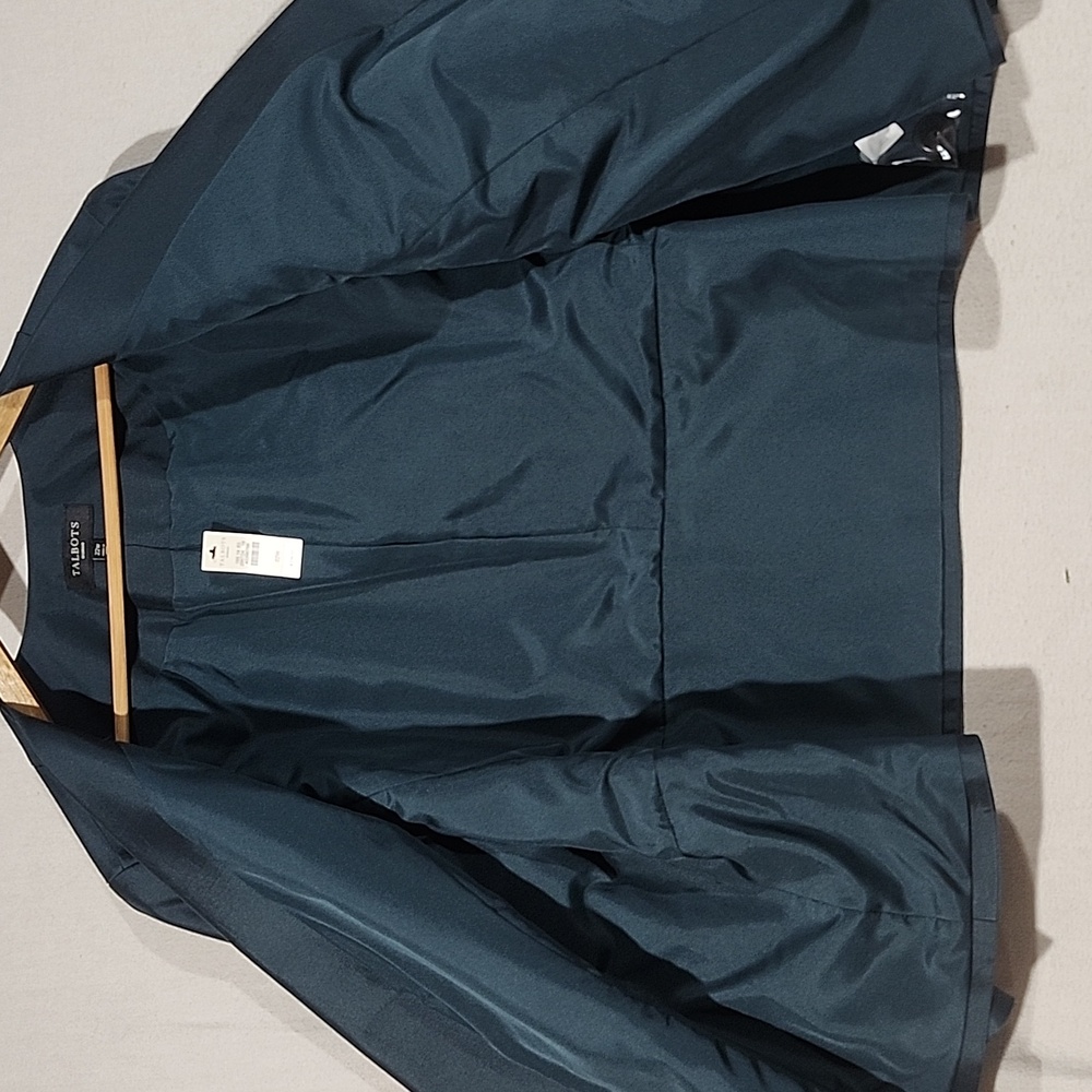 NWT Talbots 22W Dark Teal Blue Silk Blazer Jacket - Picture 11 of 16